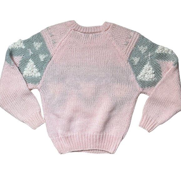 VTG 80s Pastel Pink Fair Isle Geometric Fairy Kei Abstract Sweater Size Small - Picture 2 of 7